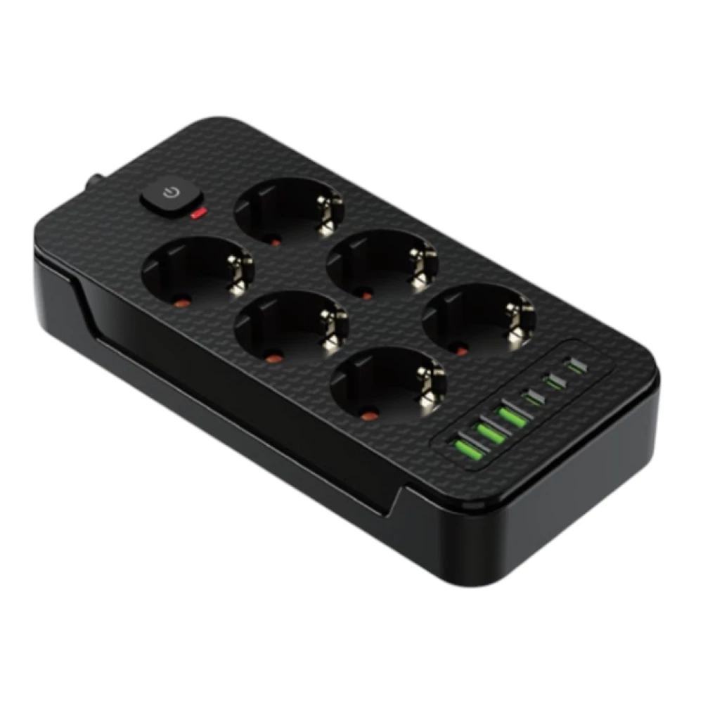 Купити Мережевий подовжувач VINISEM з USB, 2 м, чорний – Мережеві фільтри та подовжувачі в Україні